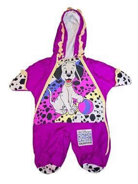 Vintage Disney 101 Dalmatians Baby Snowsuit Bunting Suit Neon 90s Size 6 Months